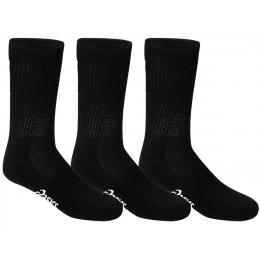 ASICS Pace Crew 3-Pack Black Socks (Size 8–11)