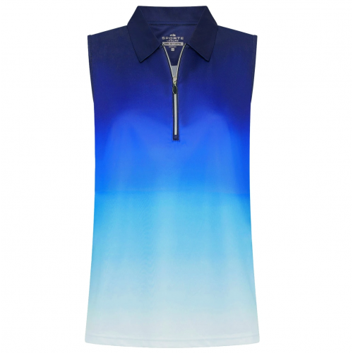 Sporte Leisure Mystic Zip Sleeveless Ladies Golf Polo French Navy Tape